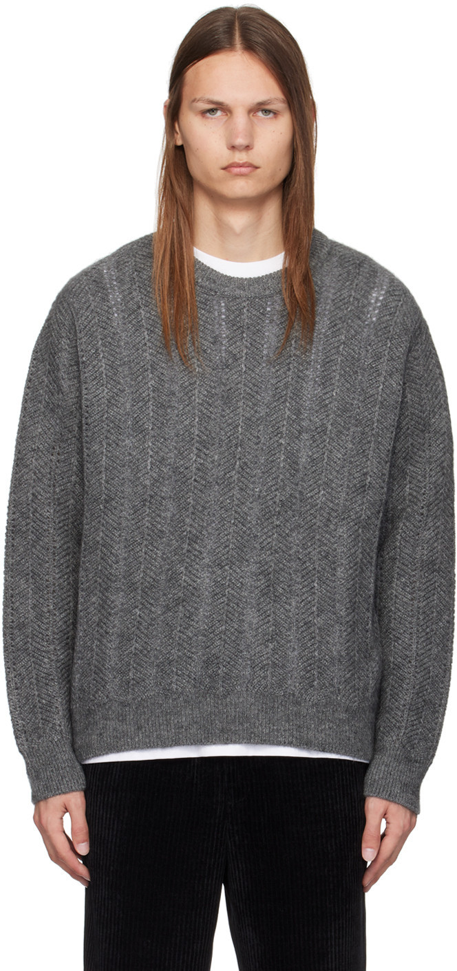 Solid Homme Gray Crewneck Sweater | SSENSE