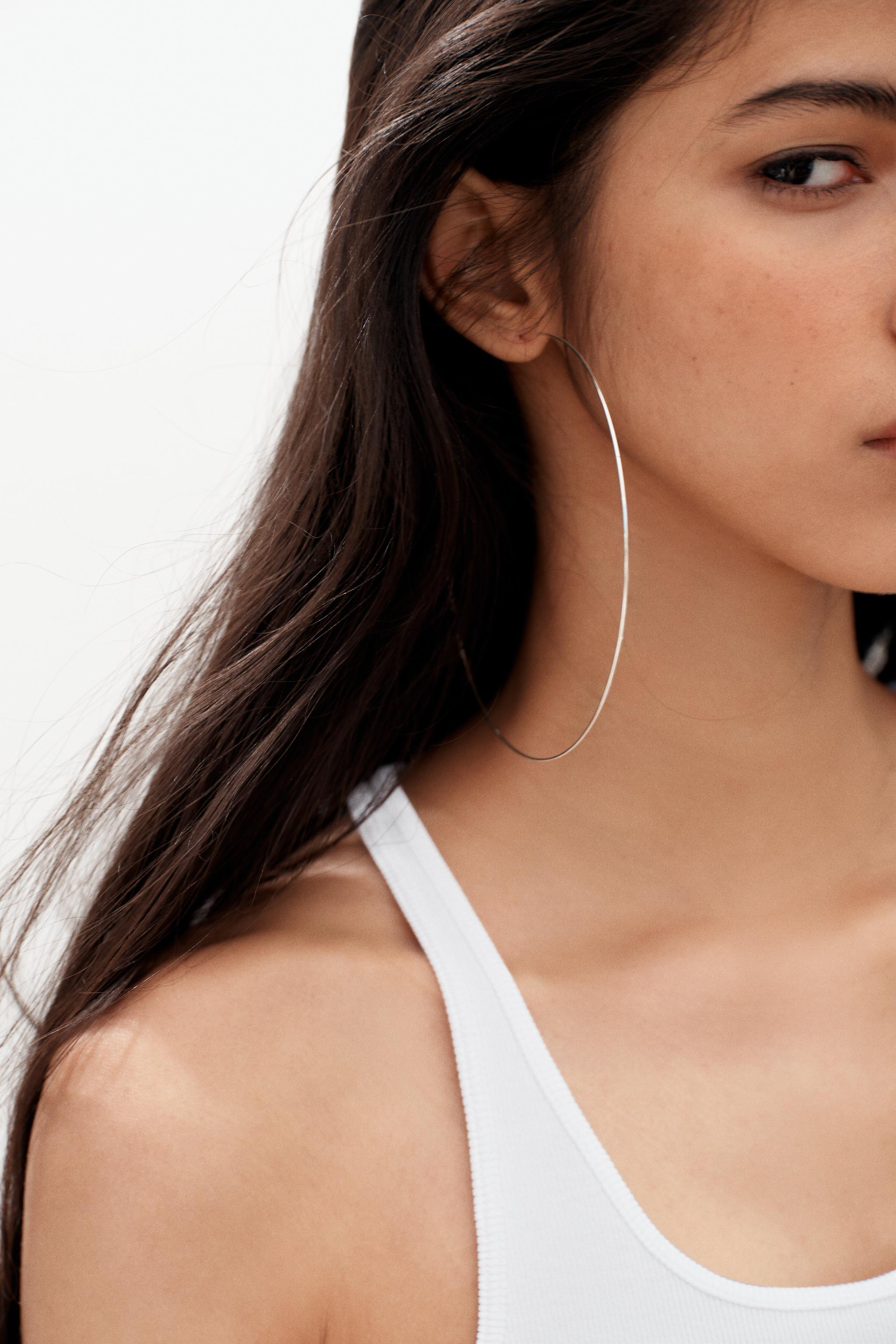THIN MAXI HOOP EARRINGS | Zara US