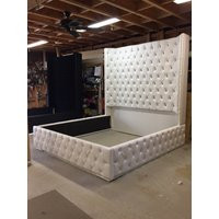 Free Shipping White King Size Tufted Bed Luxurious Wingback With Nickel Nailheads Bedroom Furniture | Etsy (US)