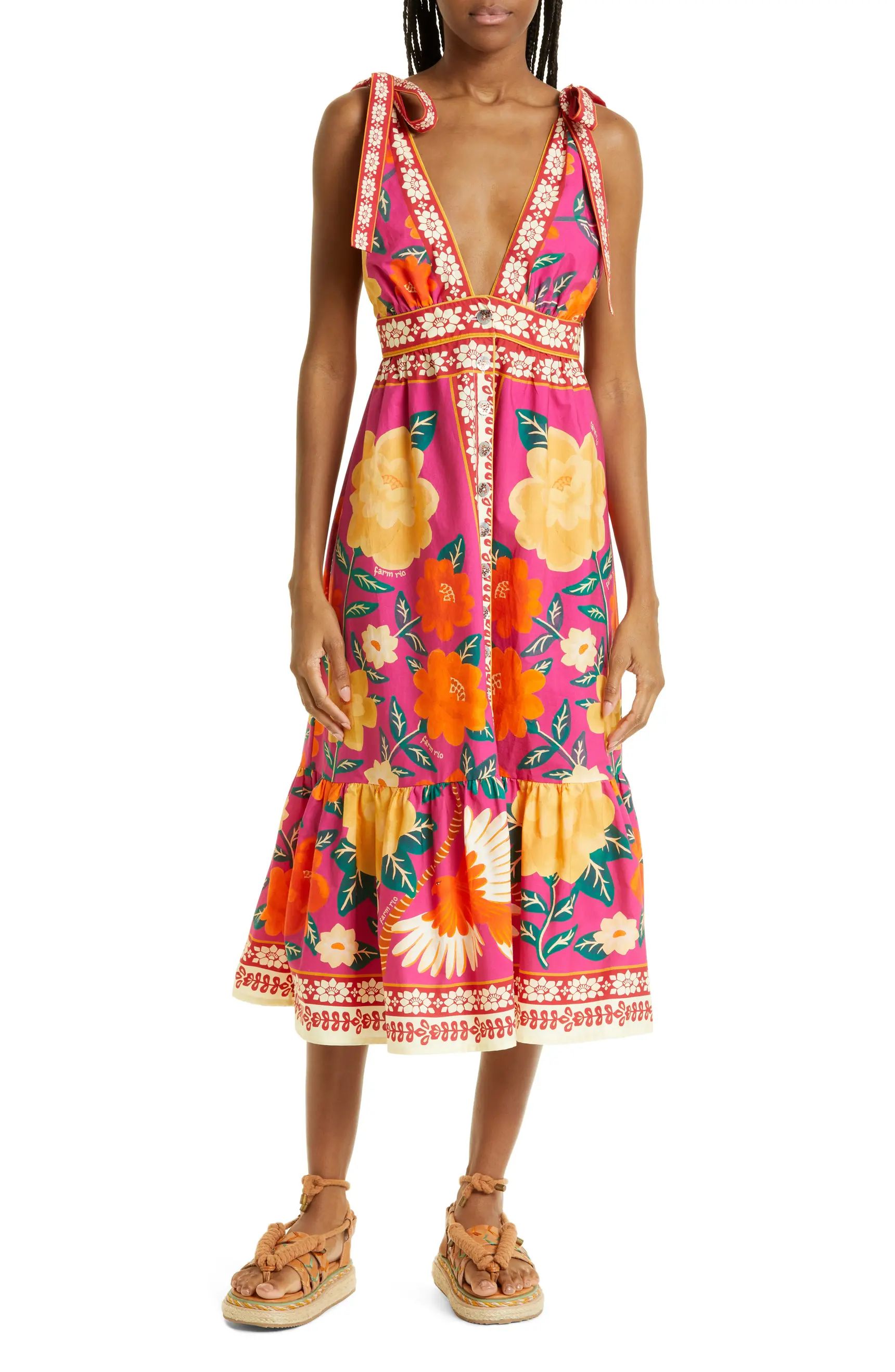 Flower Tapestry Midi Dress | Nordstrom