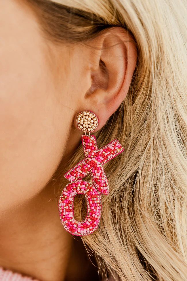 Still Love You Red, Pink, And Gold XO Dangle Earrings | Pink Lily