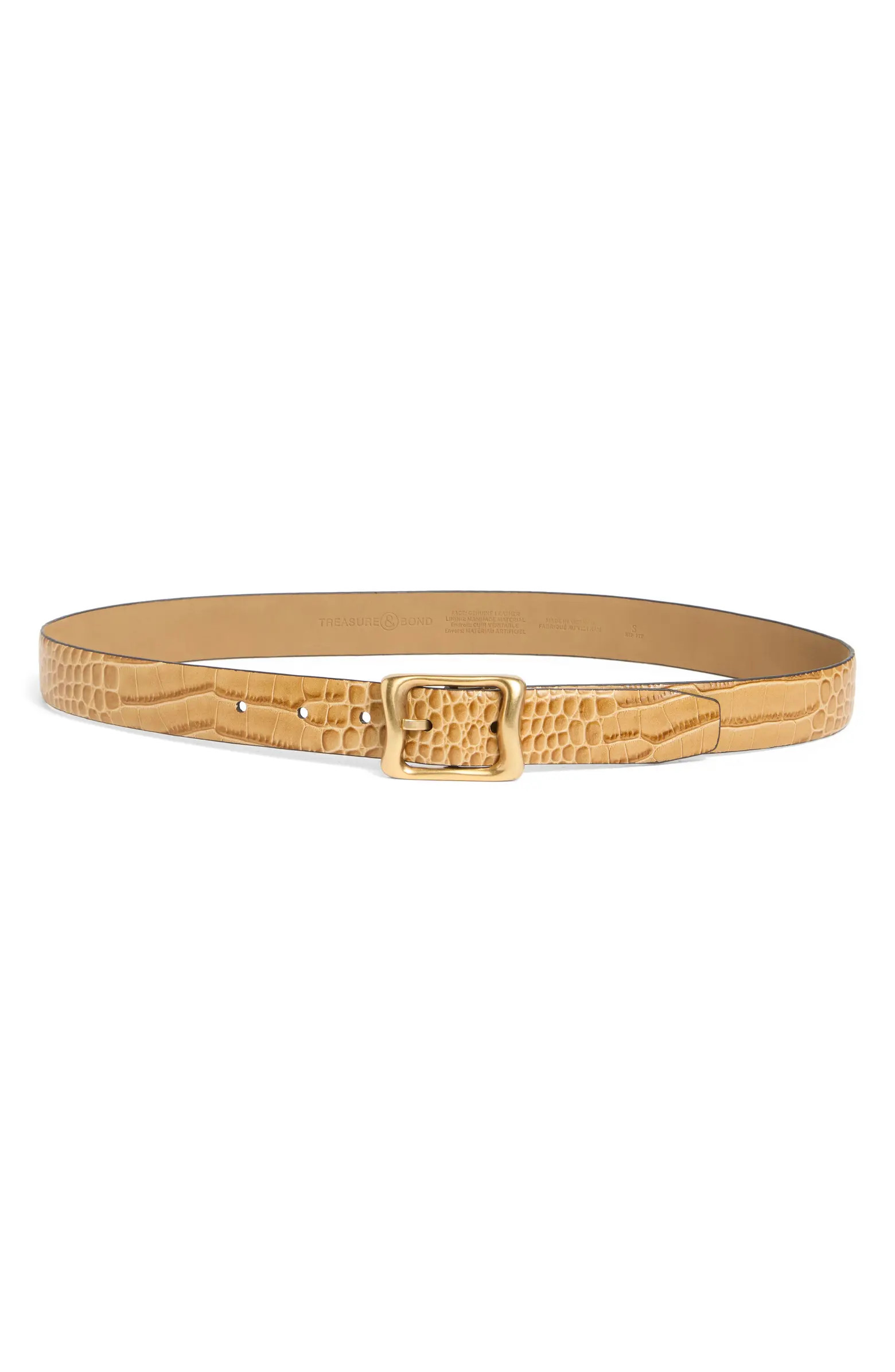 Tana Croc Embossed Leather Belt | Nordstrom