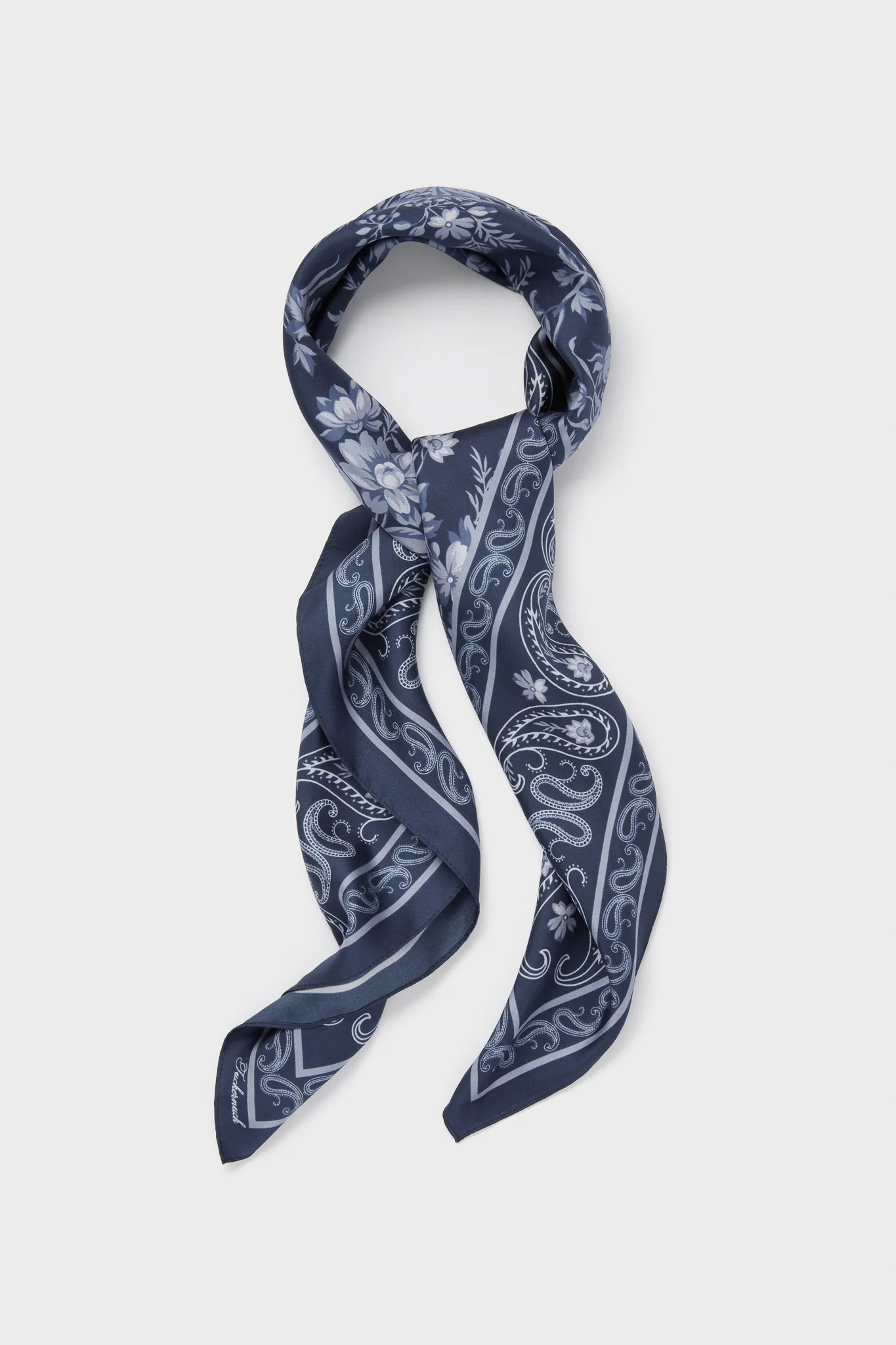 Navy Floral Bandana Medium Silk Scarf | Tuckernuck (US)