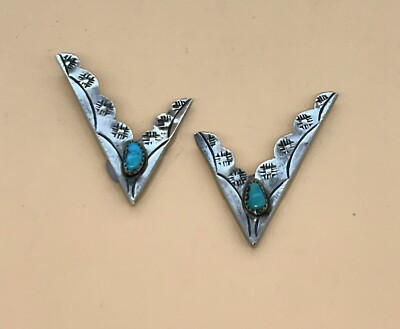 Navajo Vintage Collar Tips In Sterling & Turquoise  | eBay | eBay US