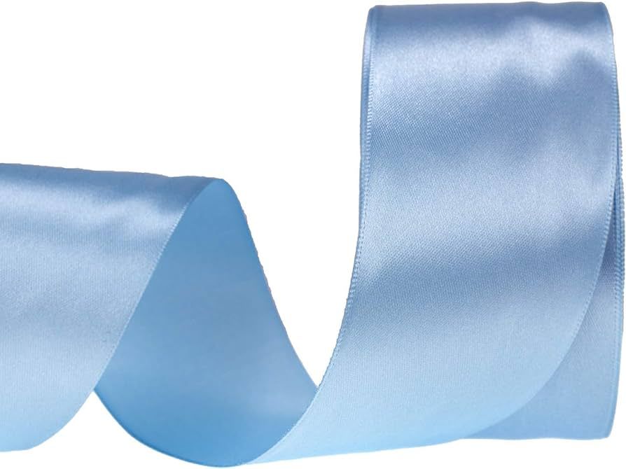 ATRBB 25 Yards 2 inches Satin Ribbon for Wedding,Handmade Bows and Gift Wrapping (Light Blue) | Amazon (US)