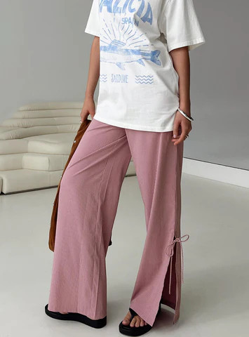 Jinxie Tie Side Pants Pink Gingham | Princess Polly US