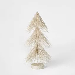 12in Unlit Tinsel Christmas Tree Decorative Figurine Champagne - Wondershop™ | Target
