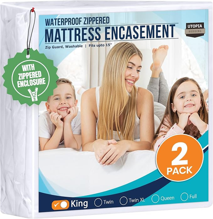 Utopia Bedding Mattress Protector Zippered King Size (Pack of 2), 100% Waterproof Bed Bug and Dus... | Amazon (US)