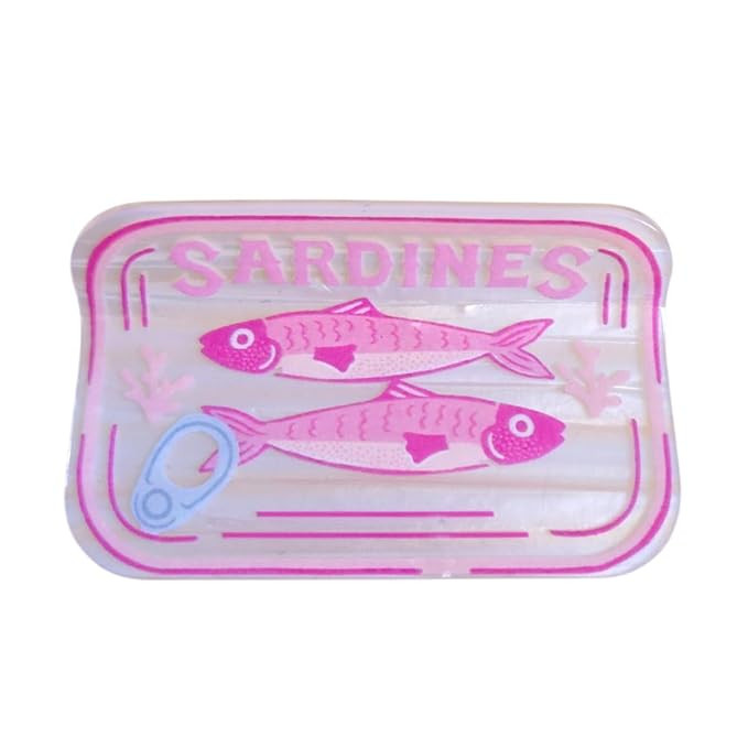 Funny Sardine Can Hair Clips,Funny Acrylic Claw Clip for Women,Sea Food Hair Clip,Pink | Amazon (US)