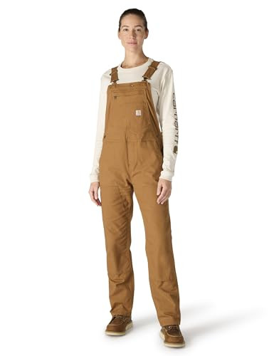 Carhartt Women's Rugged Flex® Loose Fit Canvas Bib Overall, Carhartt Brown, Large | Amazon (US)