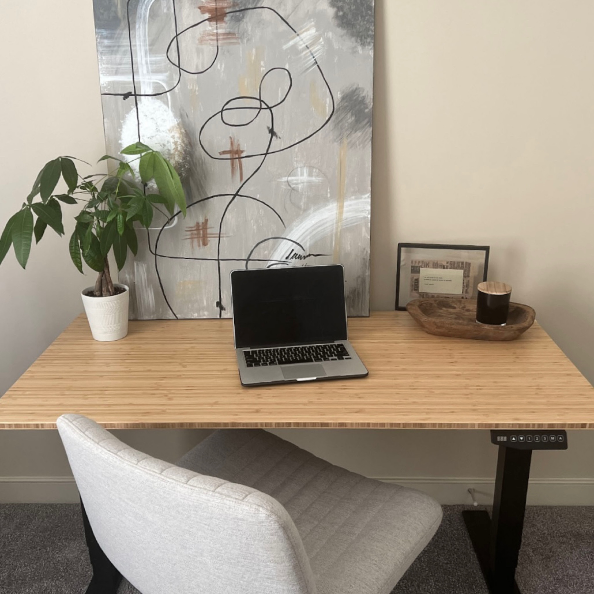 Bamboo adjustable height standing desk // also comes in white and different sizes - pictured is 52x28 black rectangular 

#LTKhome