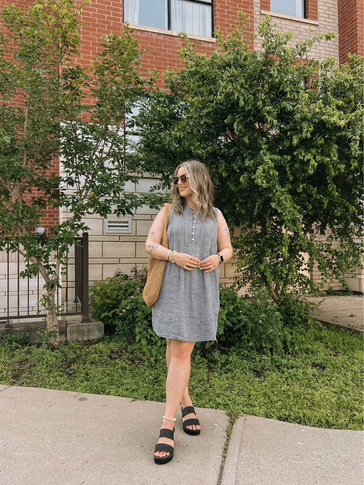 Simple summer ootd! Wearing L in the gingham dress. I’m a 9.5-10 shoe and wear a 10 in the crocs sandals (Canadian link under “similar products”)

#LTKsummer #LTKdresses #LTKmidsize