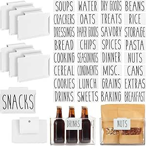 Talented Kitchen 8 Pack Metal Basket Labels Clip On Holders with 40 Pantry Labels for Storage Bin... | Amazon (US)