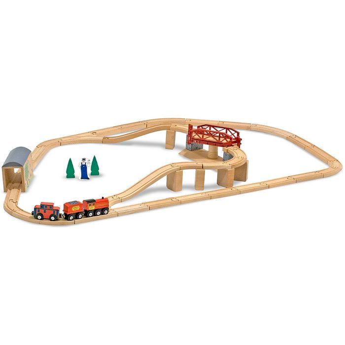 Melissa & Doug Swivel Bridge Wooden Train Set (47pc) | Target