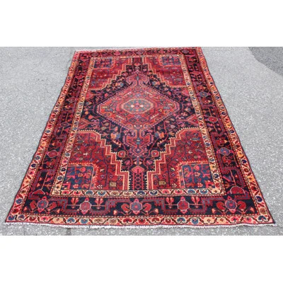 One-of-a-Kind Hand-Knotted 1940s 5'3" x 6'11" Wool Area Rug in Red/Orange/Blue | Wayfair North America