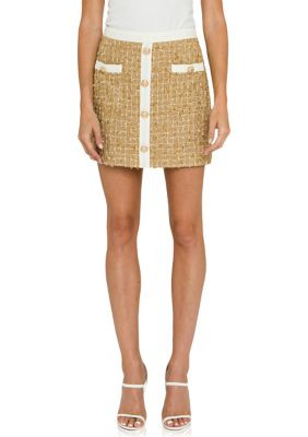 Endless Rose Women's Tweed Button Down Mini Skirt, Gold, Small | Belk