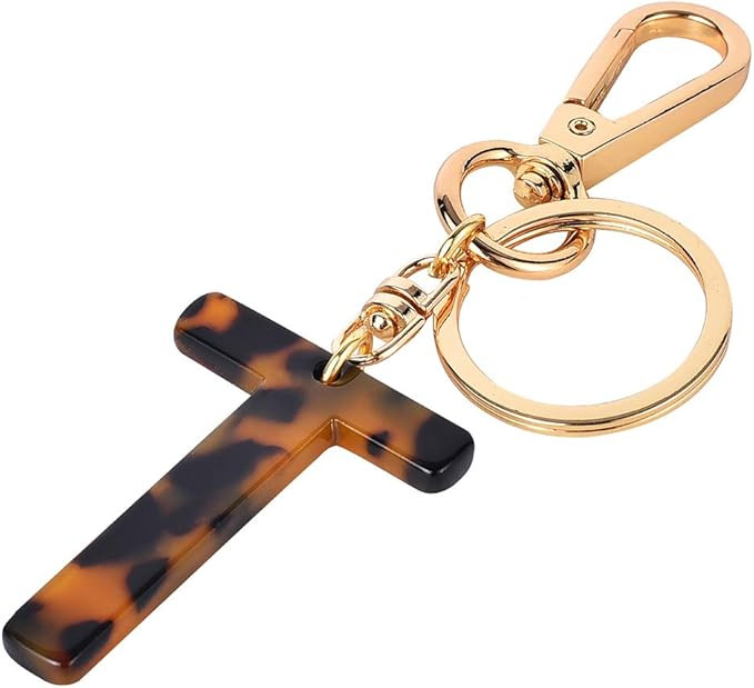 Junyuerly Letter Key Chains Accessories for Women and Girls,Gold Initial Key Ring Leopard print B... | Amazon (US)