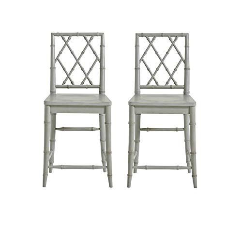 Universal Furniture Bamboo Carved X-Back 29" Bar Stool with Contoured Wood Seat in Gray (Set of 2... | Amazon (US)