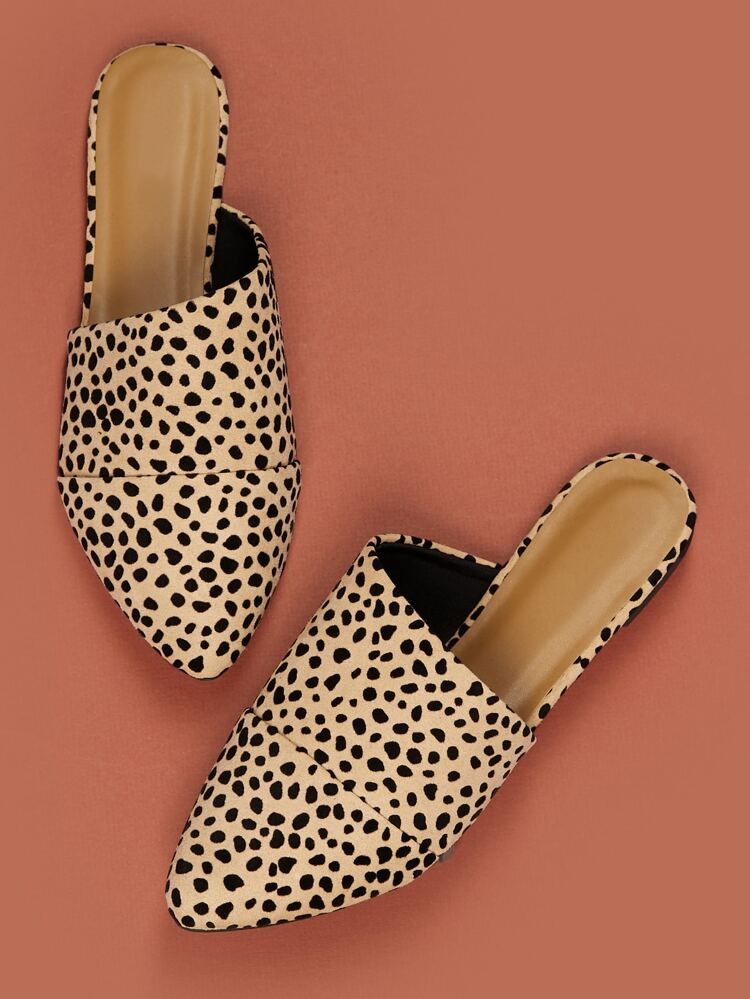 Pointed Toe Leopard Flat Mules | SHEIN