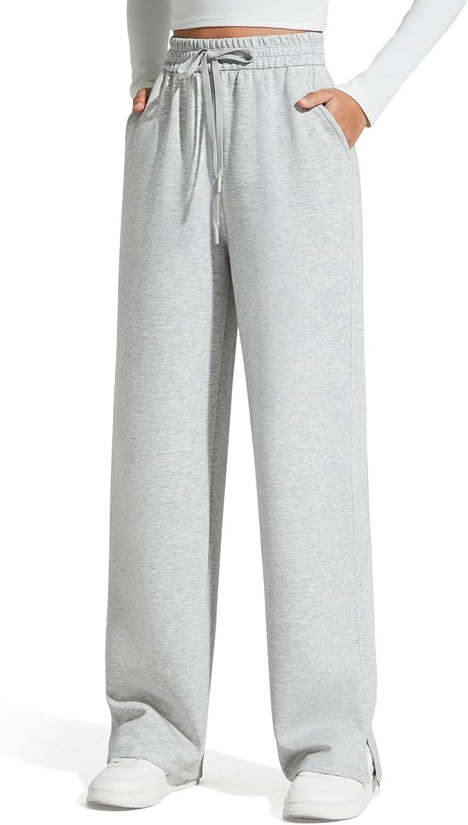 G4Free Smoofit Women's Wide Leg Sweatpants Drawstring Side Slit | Silky Smooth Modal,with Peach-f... | Amazon (US)