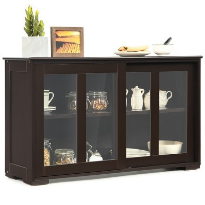 Costway Kitchen Storage Cabinet Sideboard Buffet Cupboard w/ Sliding Door Brown | Target