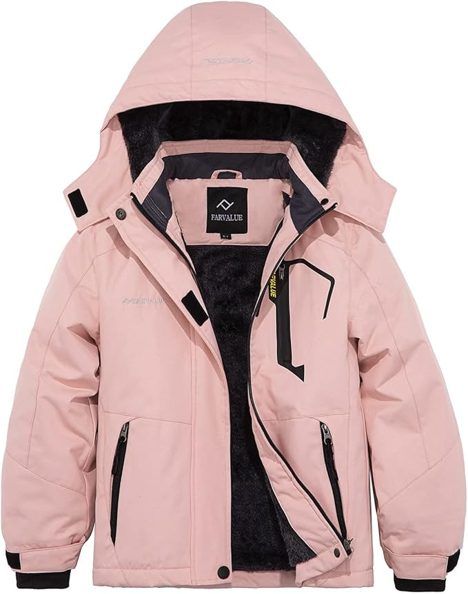 FARVALUE Girls Waterproof Skiing Jacket Windproof Winter Coat Warm Snow Coat with Removable Hood | Amazon (US)