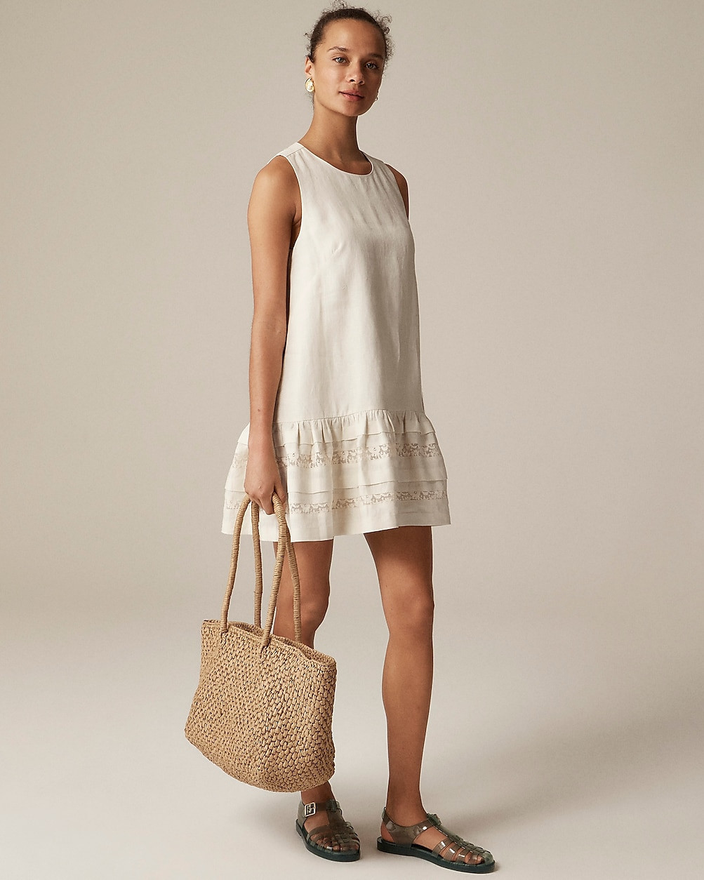 Petite Maxine ruffle-trim dress in linen | J. Crew US