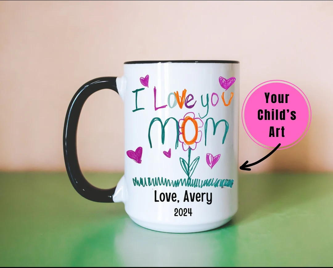 Custom Kid Artwork Mug Mothers Day Gift Idea, Child Drawing Coffee Cup Mama Gift From Son Daughte... | Etsy (US)