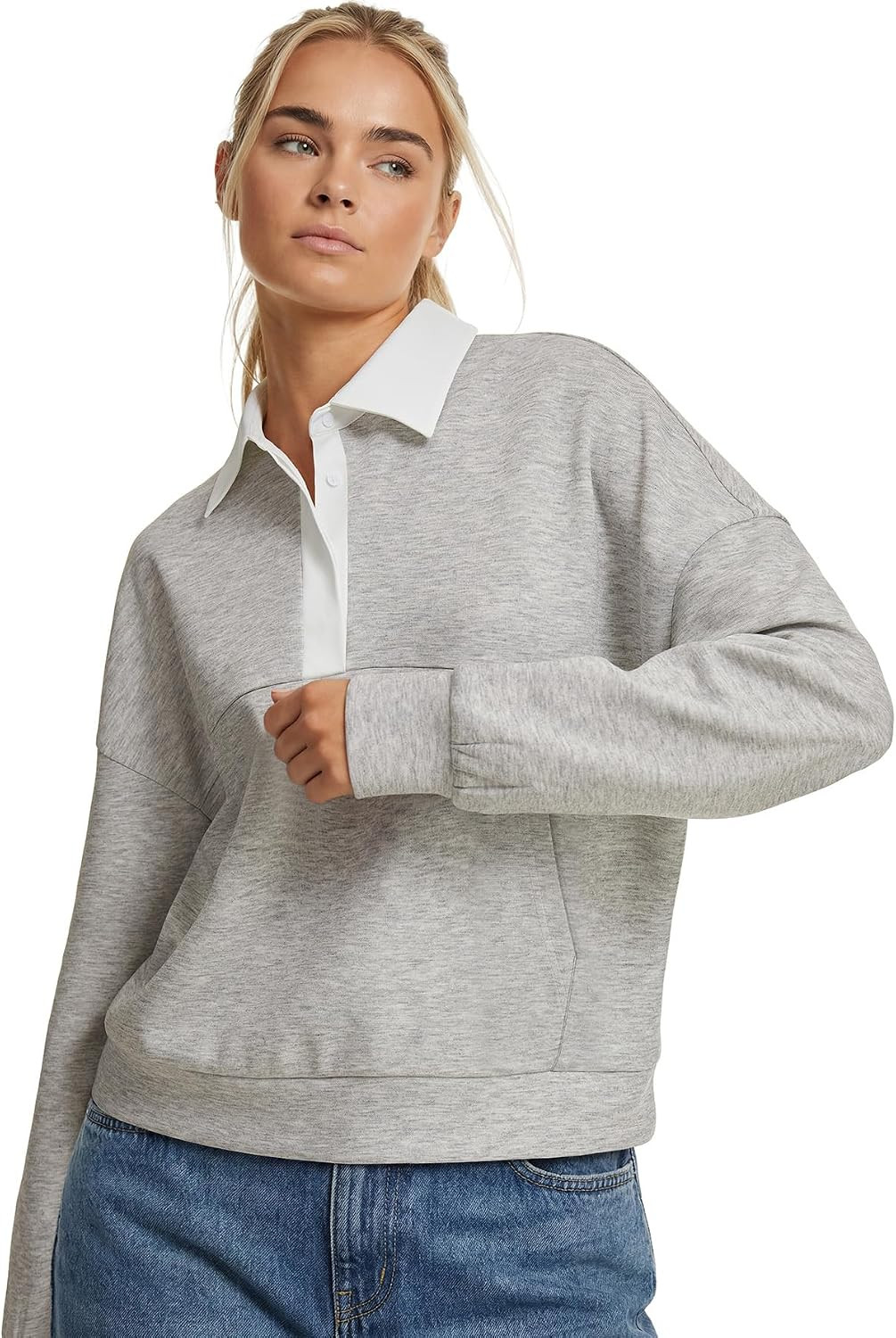 LYANER Women's Collar Button Pullover Sweatshirts | Amazon (US)