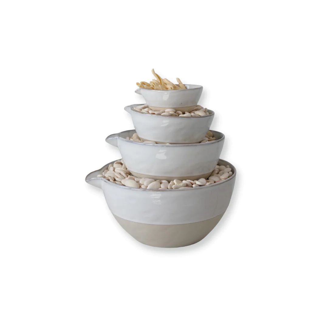 Two-Tone Glazed Stoneware Mixing Bowls, Set of 4 | APIARY by The Busy Bee