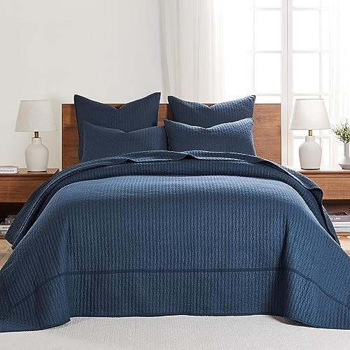Levtex Home - Cross Stitch Navy Bedspread Set - Full Quilted Bedspread and Two Standard Shams - Cross Stitch Pattern - Bedspread (100x104in.) and Sham (20x26in.) - Cotton | Amazon (US)
