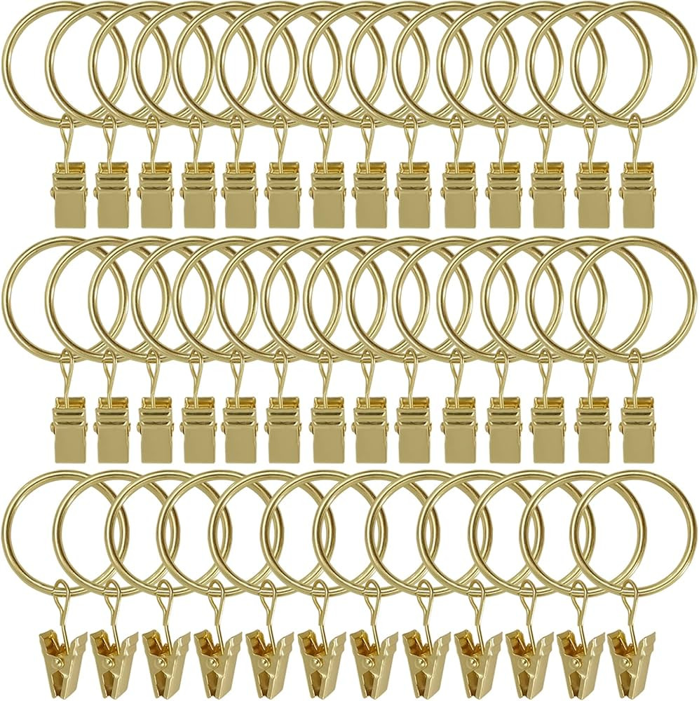 40 Pack Curtain Rings with Clips, Curtain Clip Rings Hooks, Bow Hanger Clips for Hanging Drapery ... | Amazon (US)