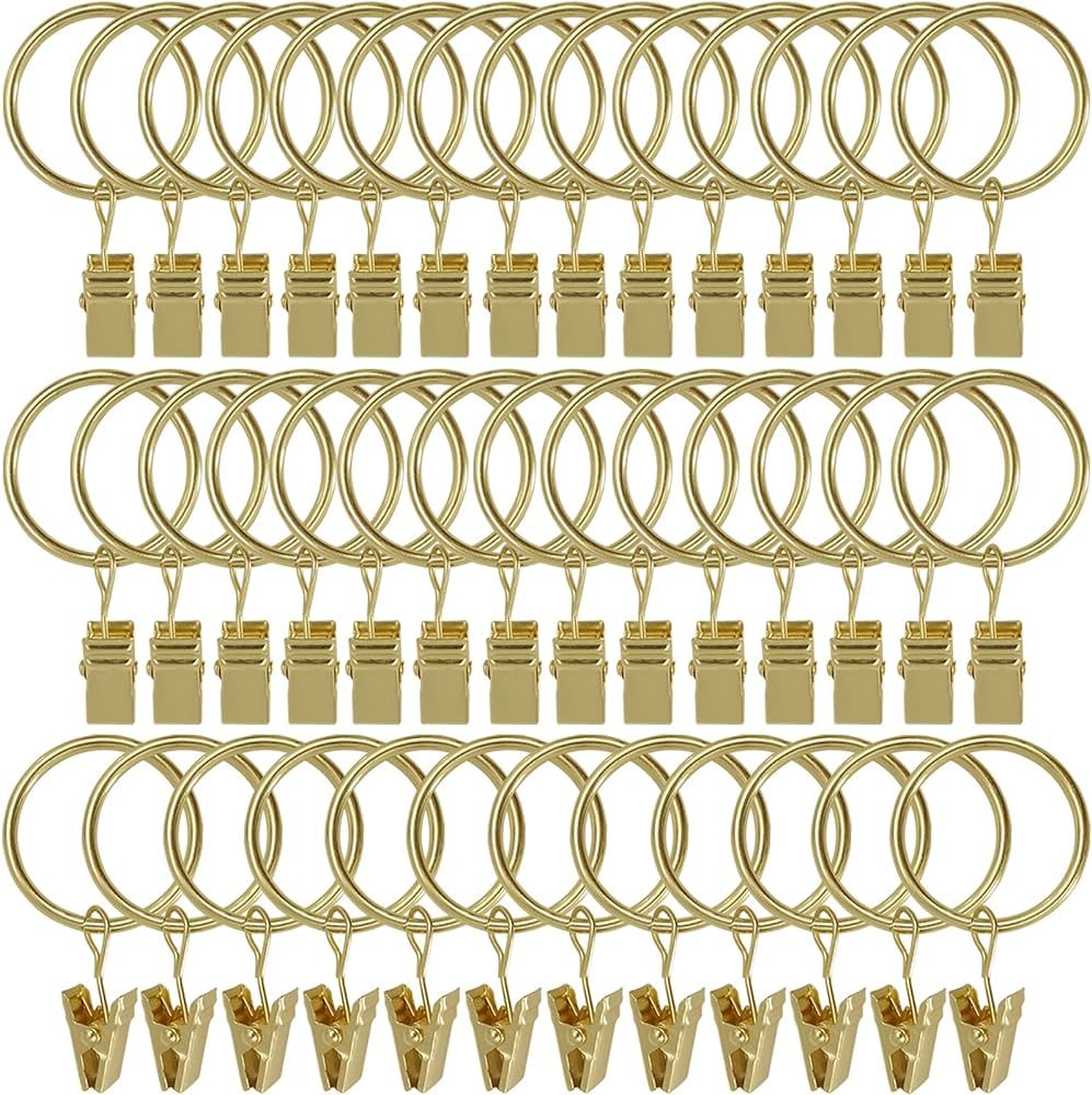 40 Pack Curtain Rings with Clips, Curtain Clip Rings Hooks, Bow Hanger Clips for Hanging Drapery ... | Amazon (US)