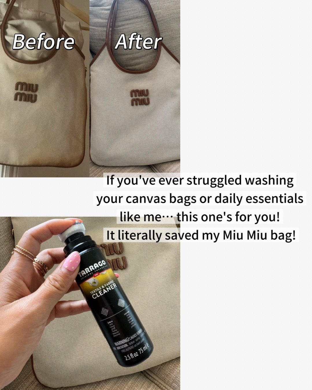 For anyone who has no idea how to clean their canvas bags (me 🙋🏻‍♀️)… this cleaner is a lifesaver! It totally saved my Miu Miu bag.

#LTKTravel #LTKHoliday #LTKGiftGuide