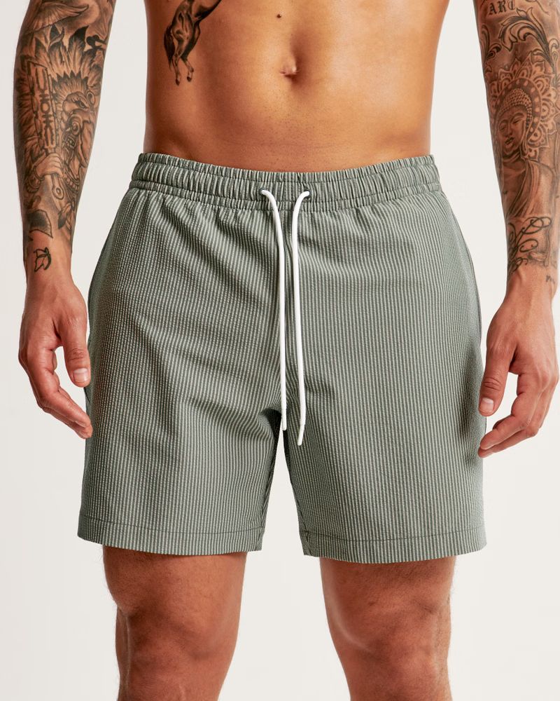 Men's Pull-On Seersucker Swim Trunk | Men's | Abercrombie.com | Abercrombie & Fitch (US)