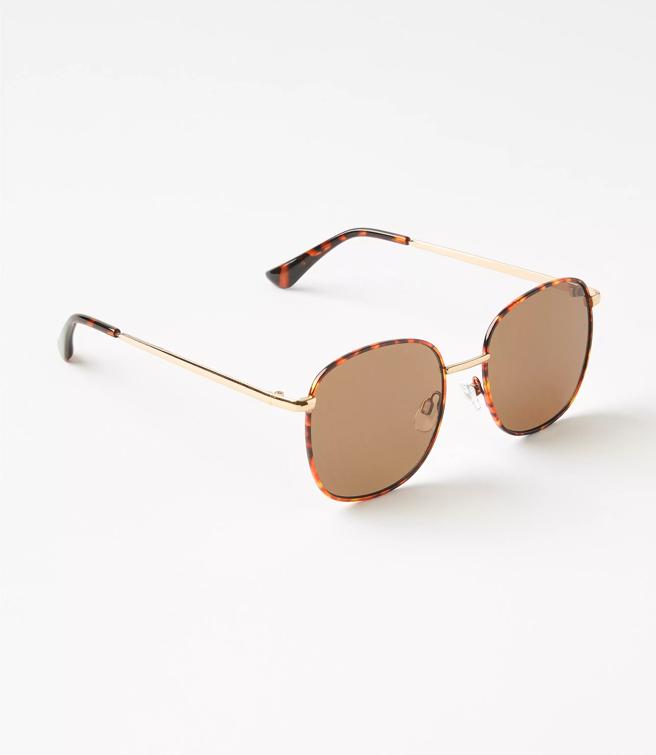 Tortoiseshell Print Trim Round Sunglasses | LOFT