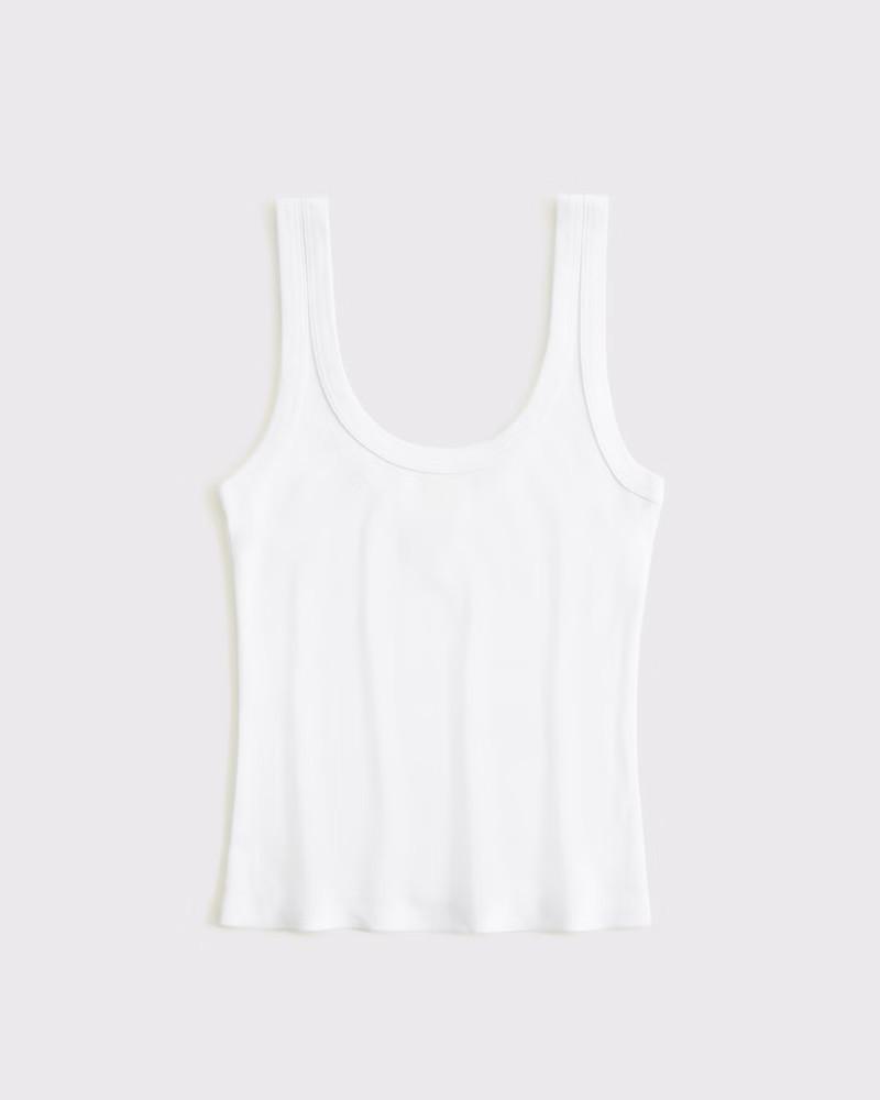 Abercrombie & Fitch Women's Vintage-Style Rib Tuckable Scoopneck Tank in White - Size XXS | Abercrombie & Fitch (US)