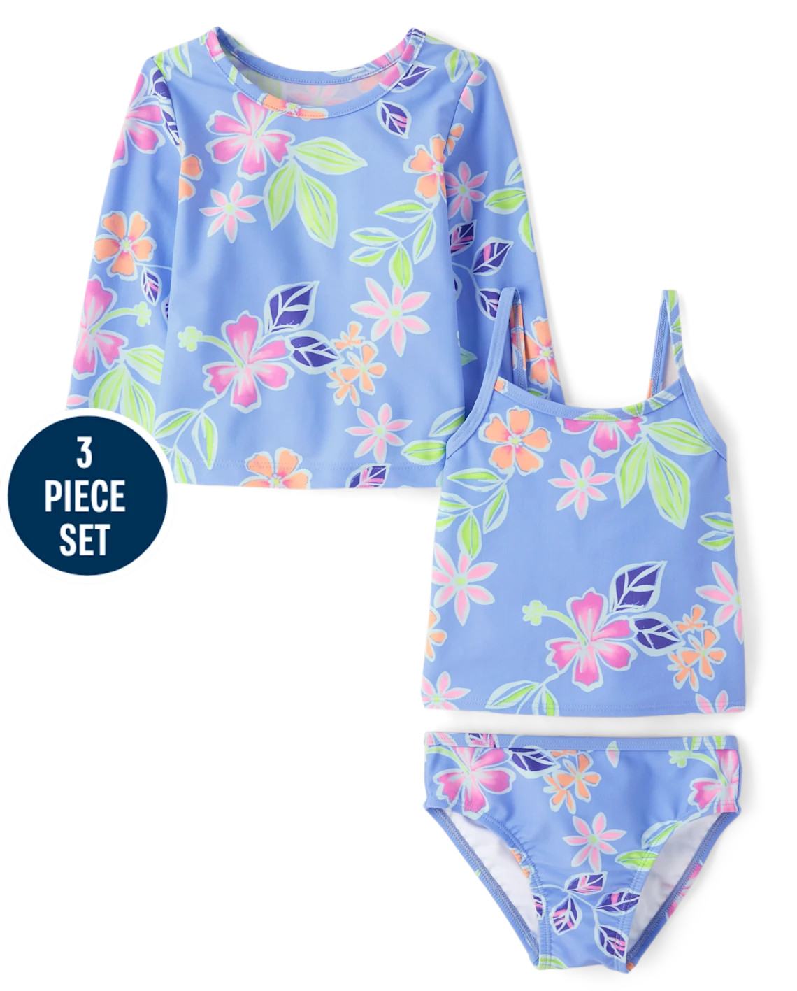 Toddler Girls Tropical 3-Piece Swimsuit - blue | The Children's Place