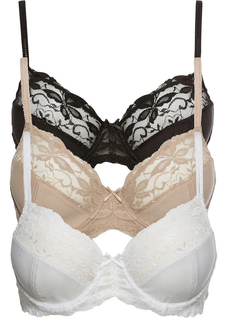 B\u00fcgel-BH mit zarter Spitze (3er Pack) - Damen | bonprix | Bonprix DE