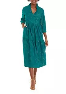 Women's 3/4 Sleeve Ruffle Midi Dress | Belk