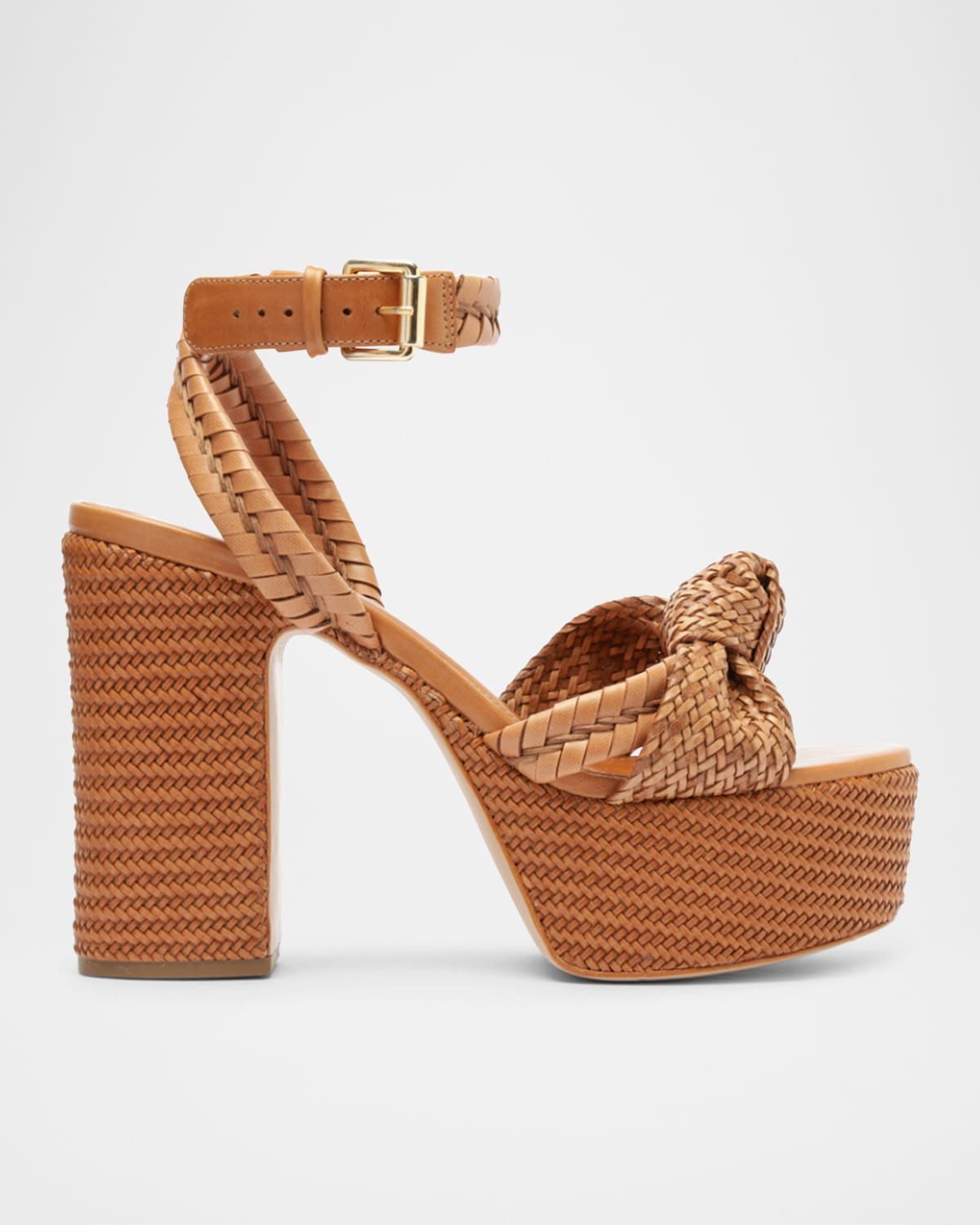 Khari Knotted Leather Ankle-Strap Platform Sandals | Neiman Marcus