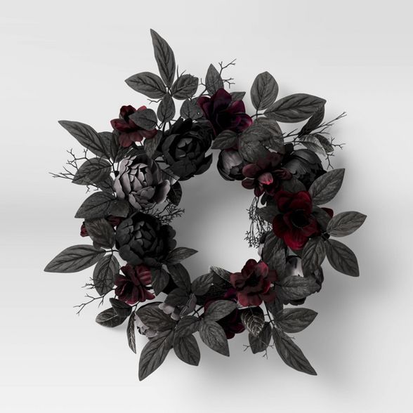18" Artificial Floral Wreath Black - Threshold™ | Target