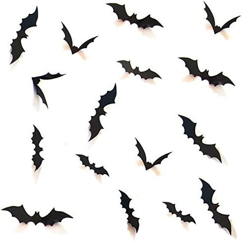 HOZZQ DIY Halloween Party Supplies PVC 3D Decorative Scary Bats Wall Decal Wall Sticker, Halloween E | Amazon (US)