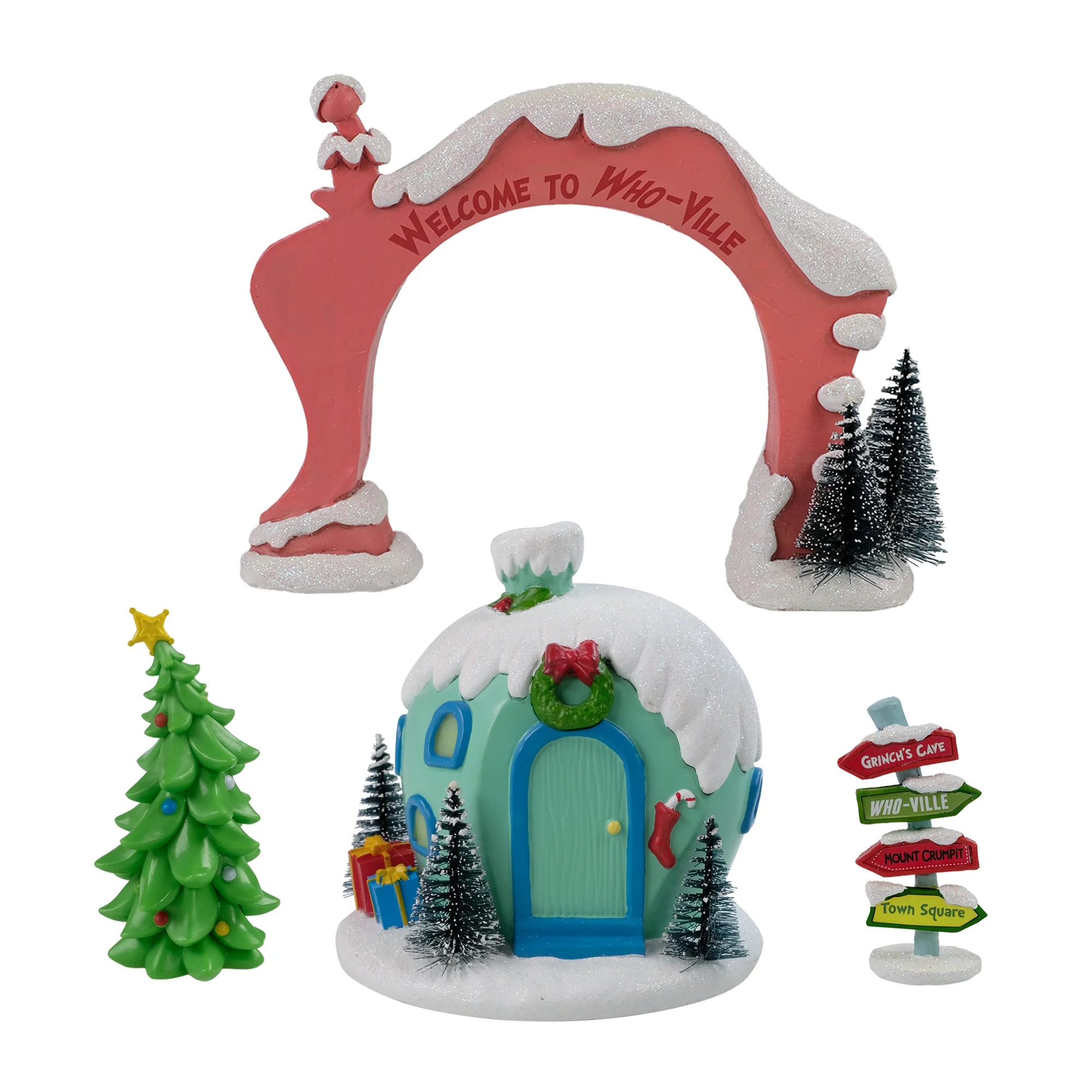 Dr. Seuss' The Grinch, 4 Piece Collectable Christmas Village Set, by Ruz, Includes Whoville House... | Walmart (US)
