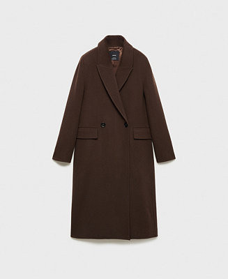 Mango Women's Fringed Scarf Wool Coat - Macy's | Macy's