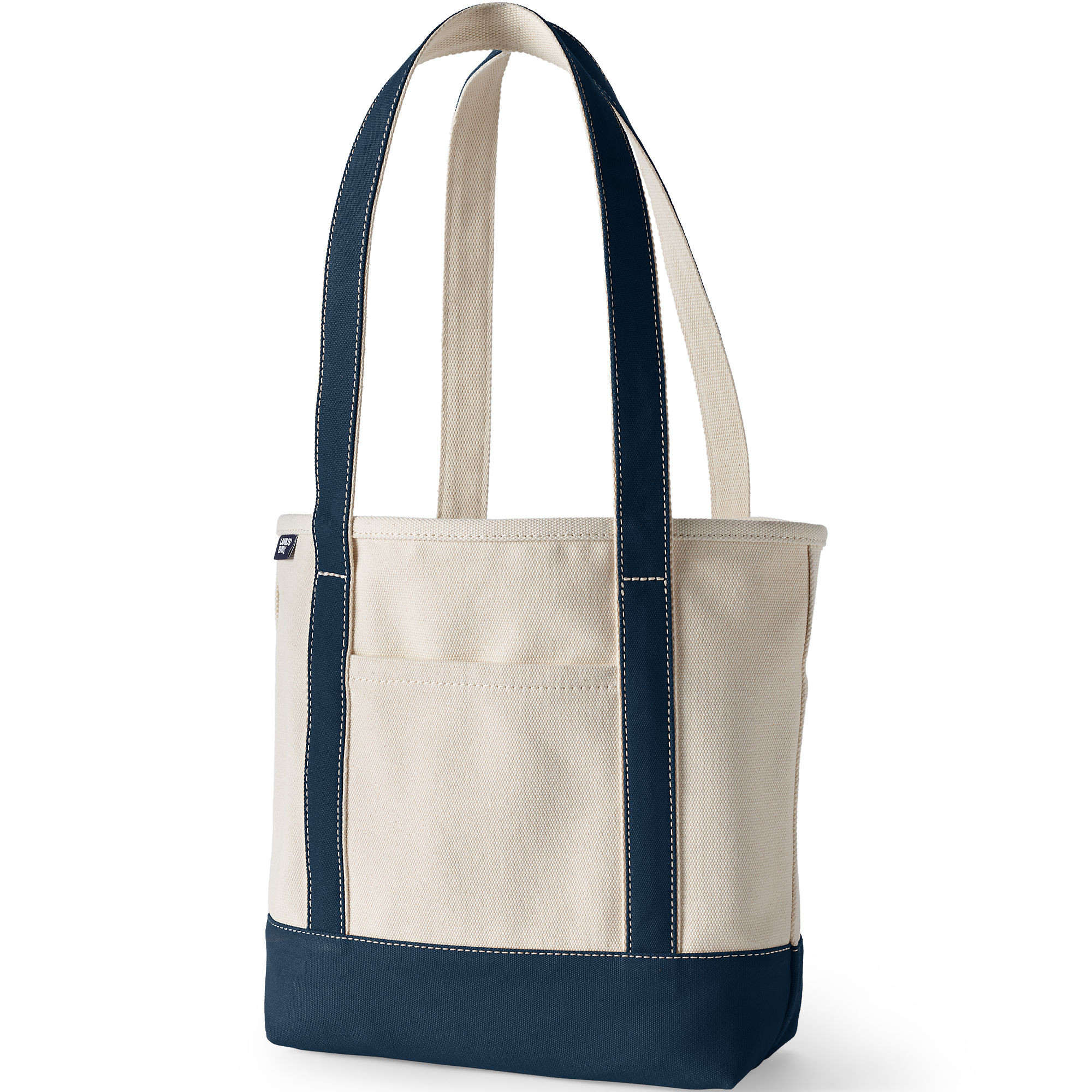 Medium Natural 5 Pocket Open Top Long Handle Canvas Tote Bag | Lands' End (US)