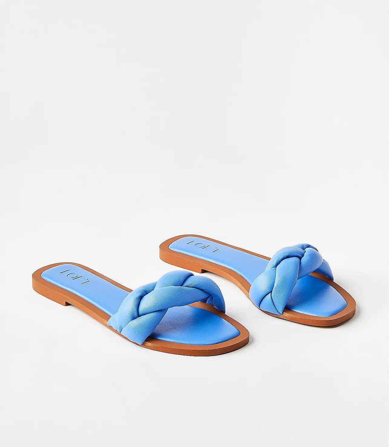 Padded Braided Leather Slide Sandals | LOFT