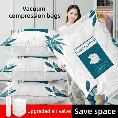 10pcs/1 Set Storage Bag Suit, Vacuum Sealed Bags, Super Large Thick Transparent Vacuum Bag, Vacuum Compression Bag For Quilt, Clothes, Home Organization, Space Saving, Reusable For Wardrobe, Travel, Bedding | SHEIN