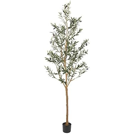 LYERSE 7ft Artificial Olive Tree Tall Fake Potted Olive Silk Tree with Planter Large Faux Olive B... | Amazon (US)