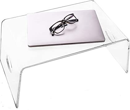 Acrylic Bed Tray with handles (21” x 12” x 9”) - Clear Laptop Stand for Home Office, Lightw... | Amazon (US)